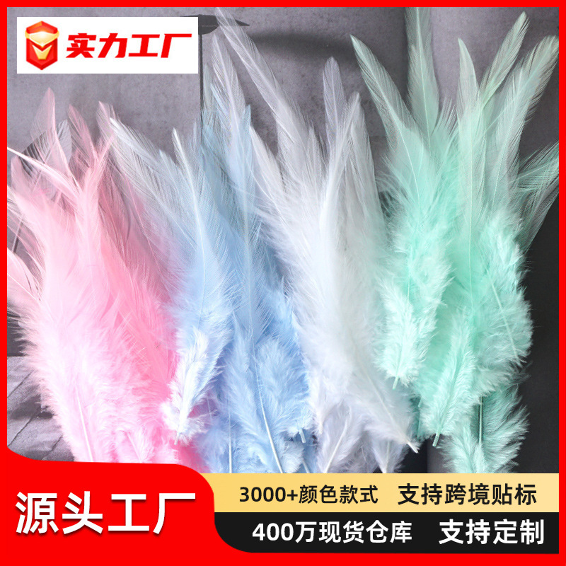 Оптовая продажа заостренных перьев, цветные куриные перья, большие белые кончики, материалы для DIY, ловцы снов, ручные изделия, серьги, аксессуары для одежды