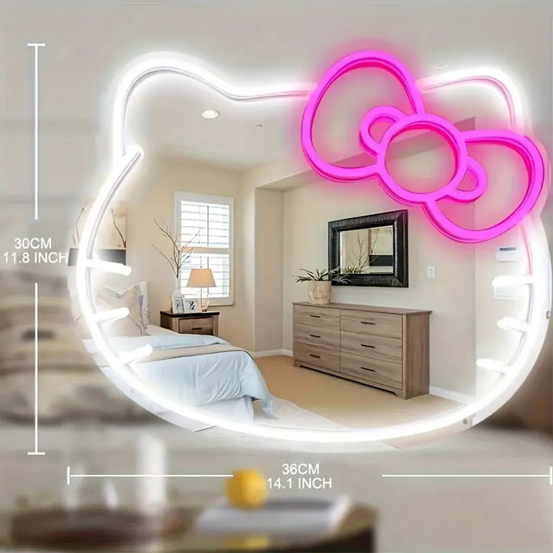 Hello Kitty Neon Sign Personalized Neon Light Mirror Makeup Mirror with Led Light Sign Mirror