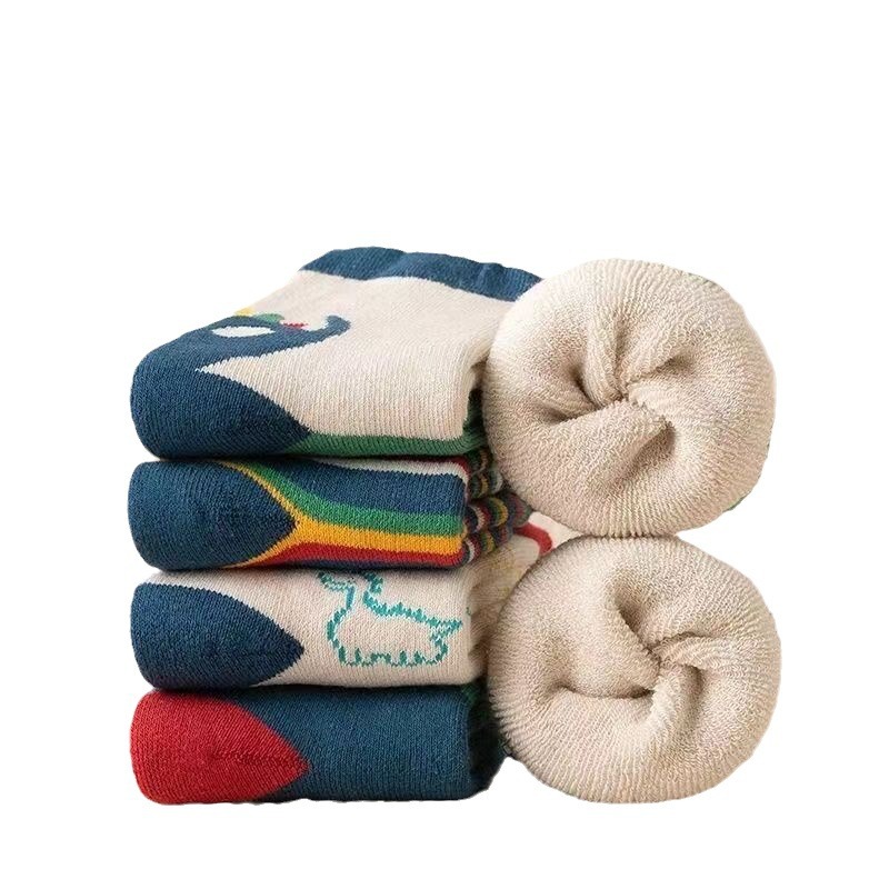 [Popular] thickened children's socks autumn and winter student Boy long tube boy baby fleece-lined warm Terry socks