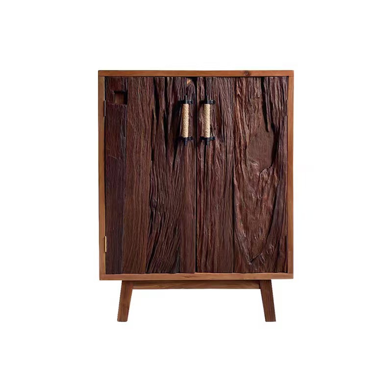 Wabi-Sabi Style Solid Wood Entrance Cabinet Old Elm Weathered Sideboard B&B Retro Storage Storage Cabinet Cupboard Tea Cabinet