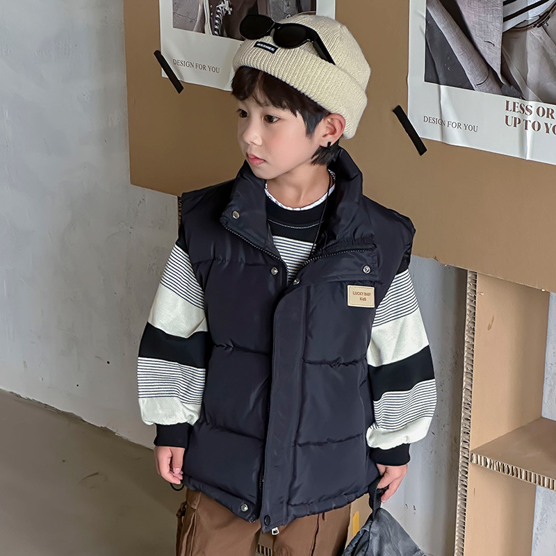 Autumn and Winter Korean Style Maillard Children's Baby Cotton Vest for Kids and Children Fashionable Thickened Vest for Boys and Girls