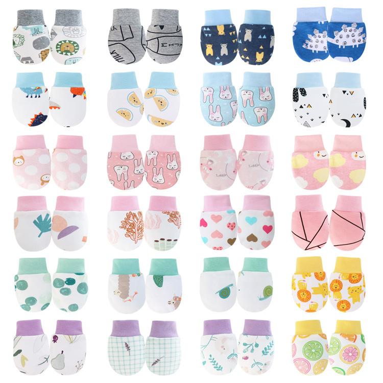 Spring, summer, autumn and winter baby anti-scratch face gloves newborn baby cotton cartoon gloves warm single layer gloves