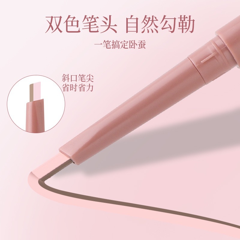 Huatang Main Crystal Color Two-Color Silkworm Pen, Mother's Sense Brightening Shadow Double-Ended Two-In-One Waterproof Three-Dimensional Silkworm Pen