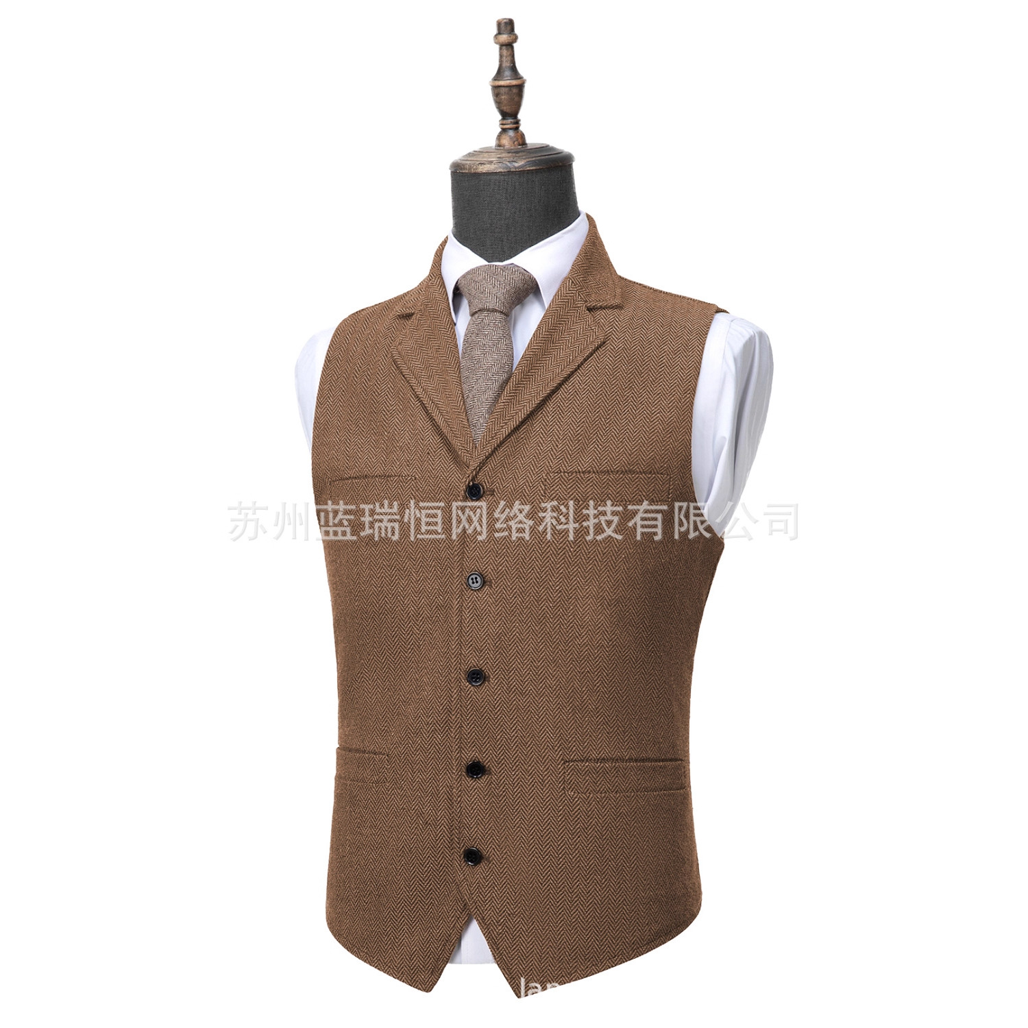 Amazon Hot Selling Spot Men's Vest Herringbone Pattern Groom Groomsmen Wedding Dress Vest Men Factory Direct Sale