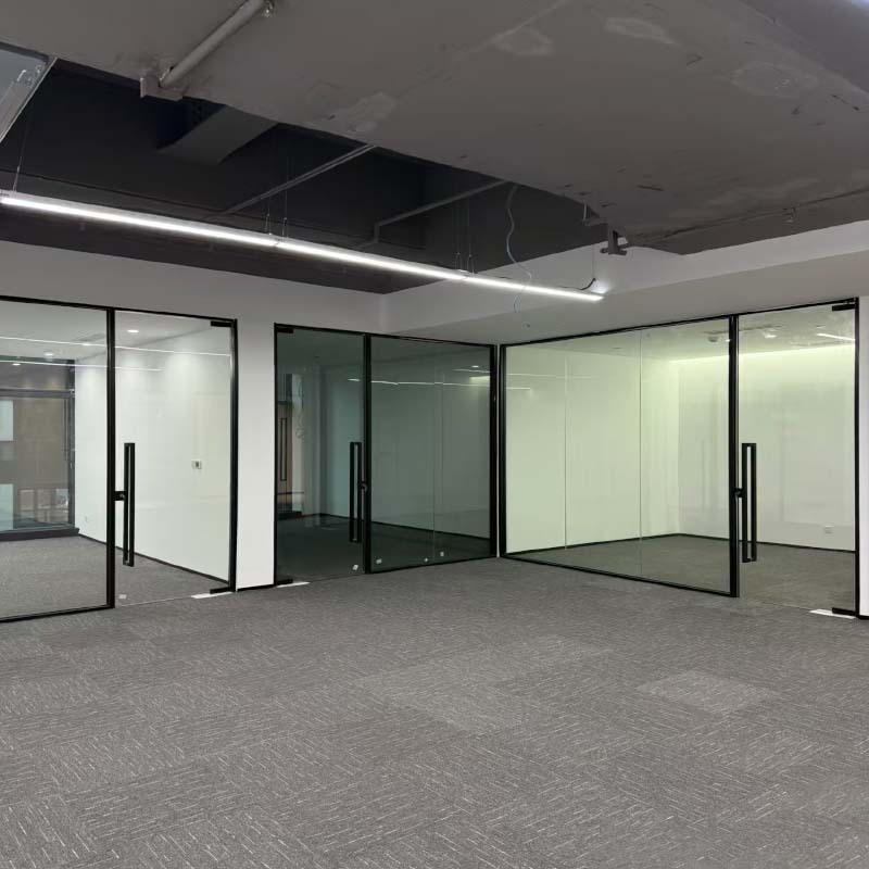 Chongqing Office Building Glass Partition Wall Aluminum Alloy Frosted Partition Tempered Glass Single Layer Transparent Partition
