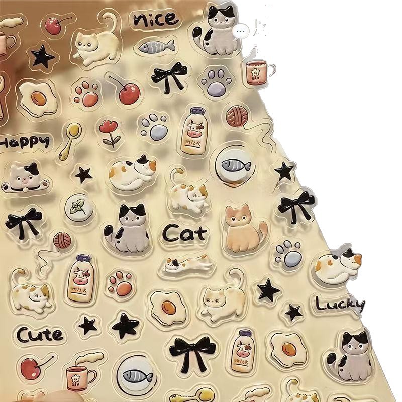 Ins Cute Dog Embossed Stereo Nail Art Stickers Japanese Style Cute Cat Nail Stickers Ccd Camera Cartoon Waterproof