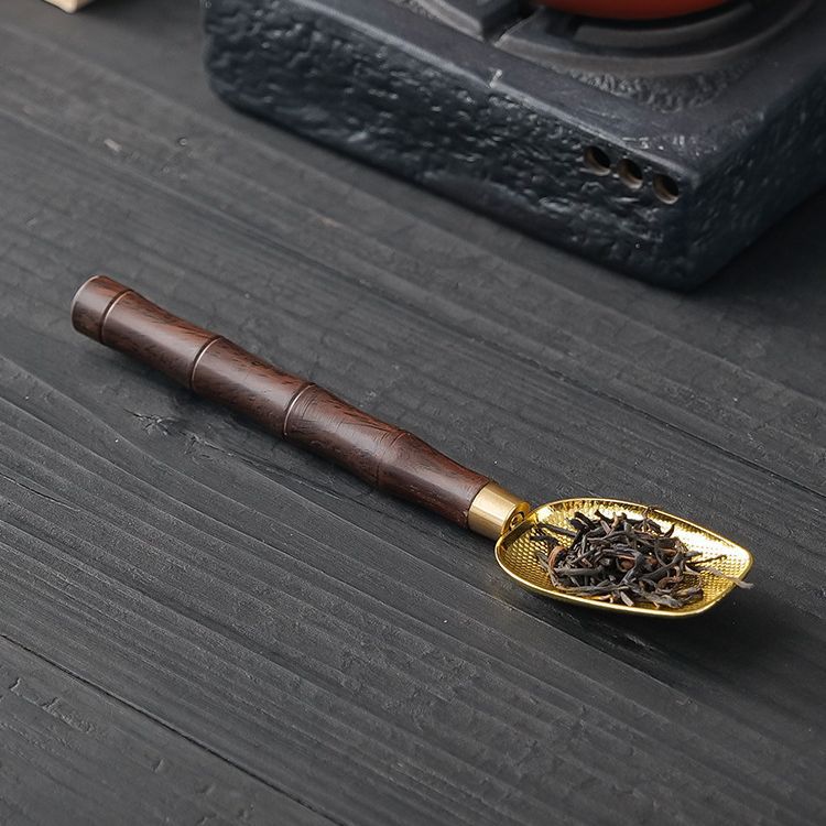 Ebony alloy tea spoon tea shovel teaspoon kung fu tea set tea ceremony six gentlemen zero matching tea picking tool tea spoon