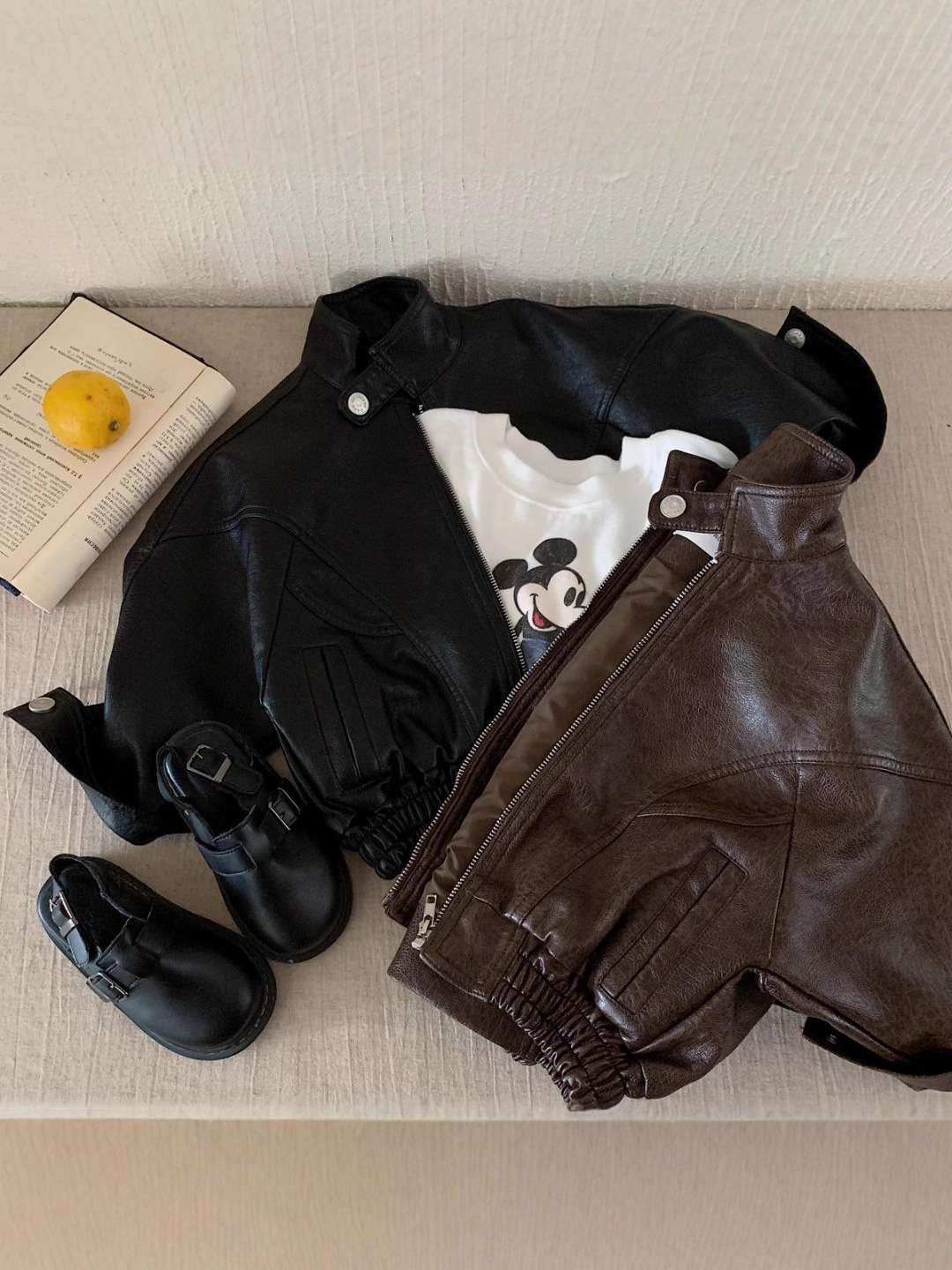 Children's Leather Jacket 2025 Autumn New Korean Style Boys and Girls Cool Biker Jacket Trendy Stylish Jacket