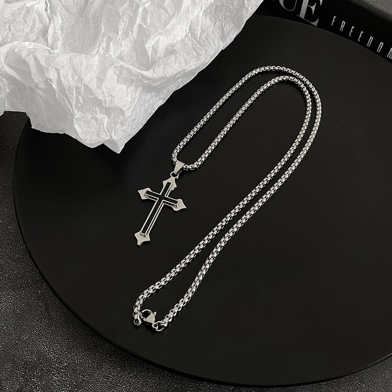 Korean-Style Cross Necklace Ins Hip-Hop Trendy Unisex Versatile Disco Pendant Student Niche Personality Simple Choker