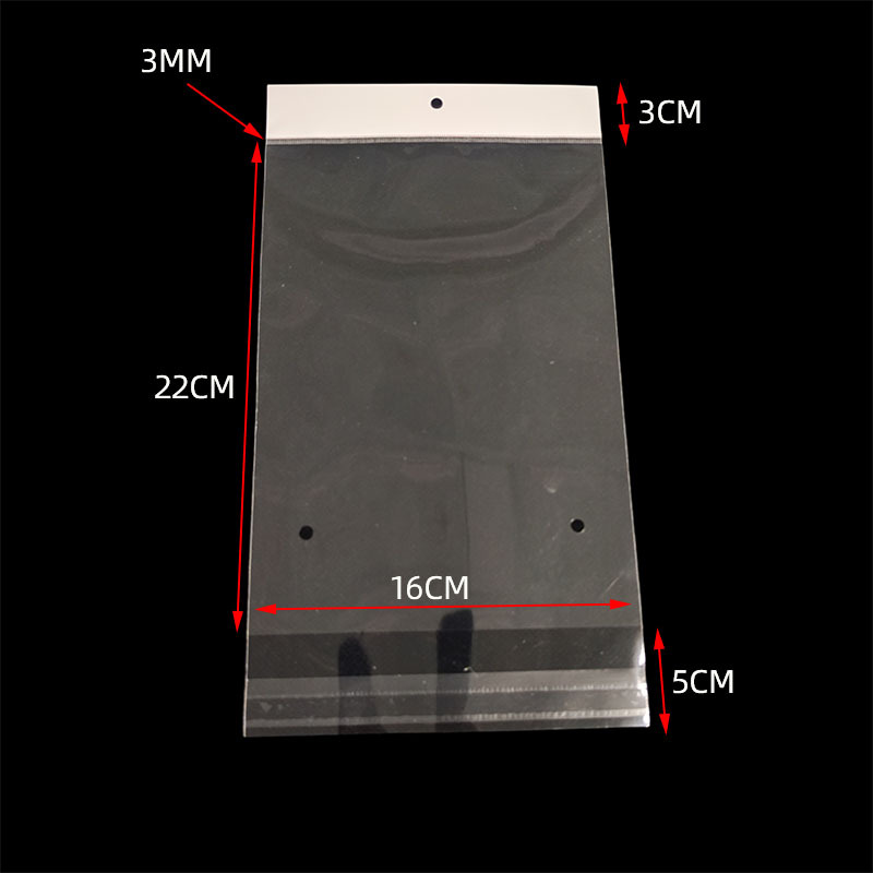 Manufacturer Customized Card Head Large Long Strip Opp Bag Picture Book Notepad Plastic Packaging Bag Opp Transparent Card Head Bag