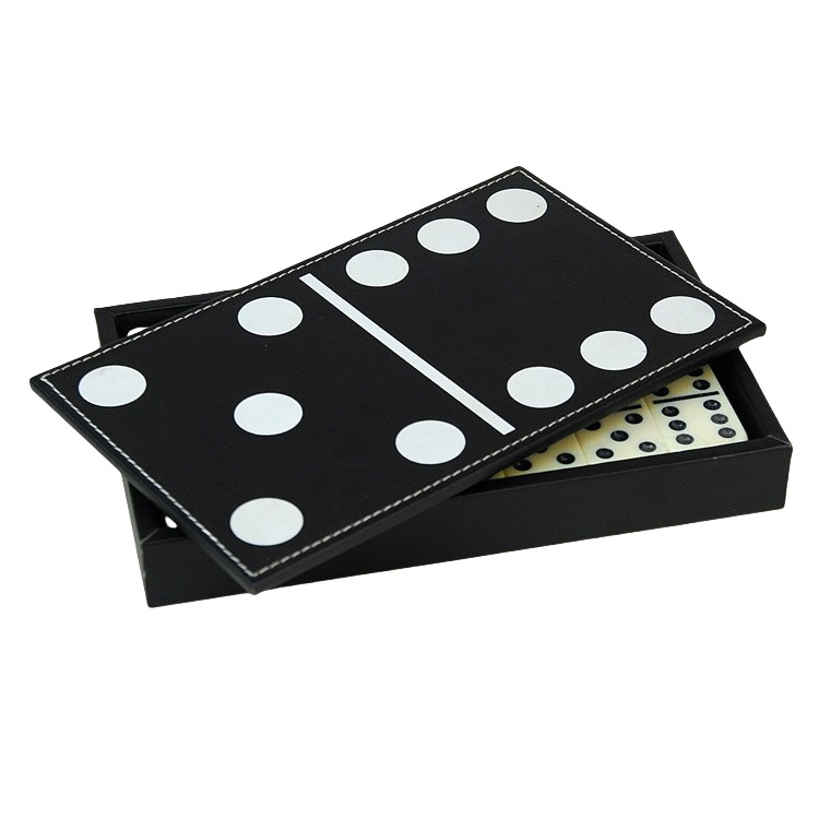 Black High-End Domino Set Acrylic Domino Toy Pu Leather Box