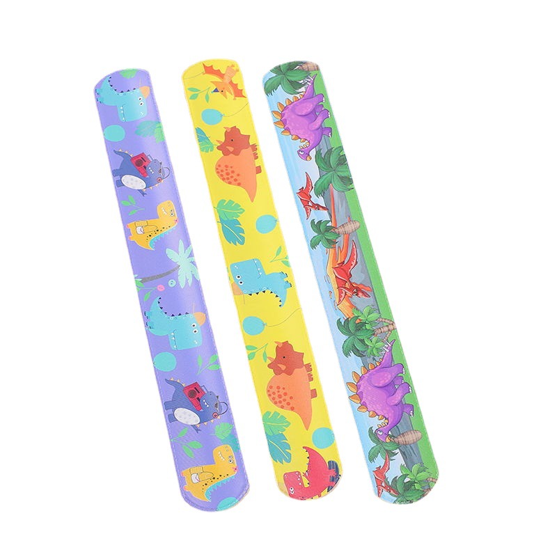 Cross-Border Dinosaur Print Slap Bracelet Pvc Cartoon Animal Slap Bracelet Wristband Amazon Combination Bracelet
