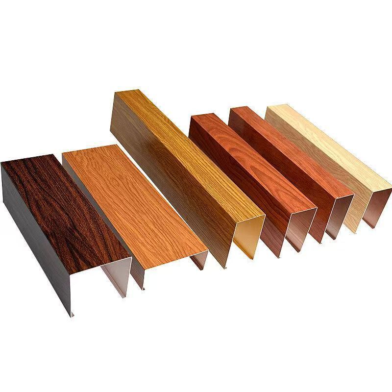 Aluminum Square Pass Ceiling Iron Square Pass Coating Spray Wood Grain Transfer Strip U-Shaped Imitation Wood Grain Aluminum Square Grille Ceiling
