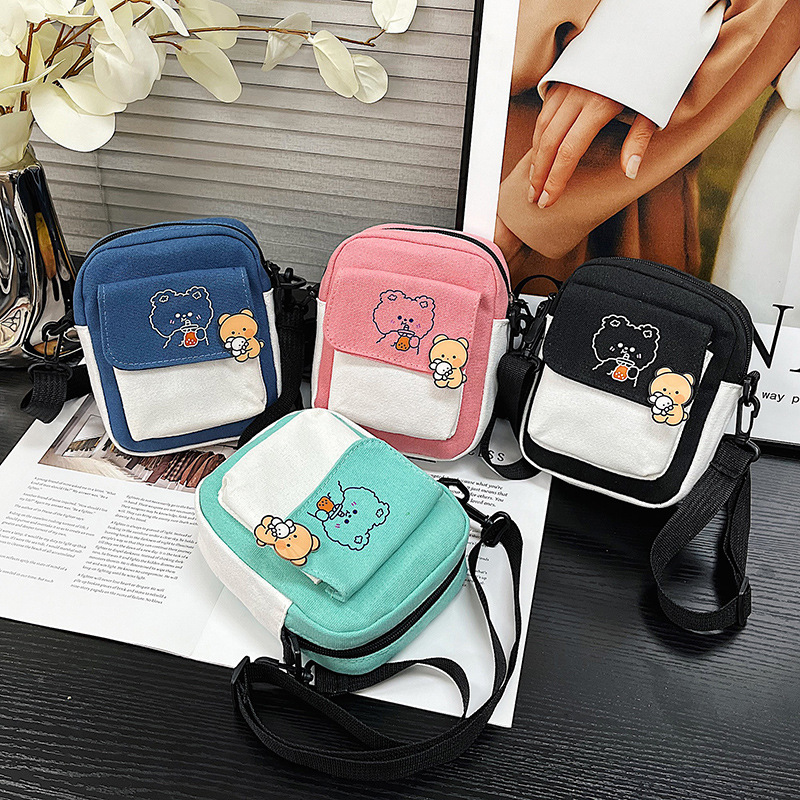 Сумка из холста женская 2024 новая японская стильная миленькая сумка через плечо в стиле Instagram, универсальная, контрастные цвета, модная сумка для студентов