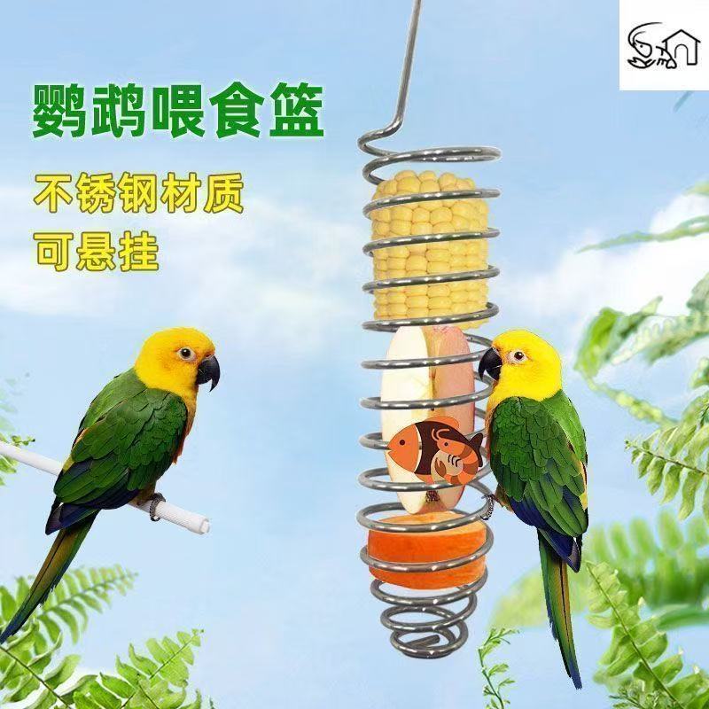 Спиральные принадлежности для кормления домашних животных для попугаев, черный феникс, тигровые птицы, вилки для фруктов, кормушки для овощей, подвесные кормушки