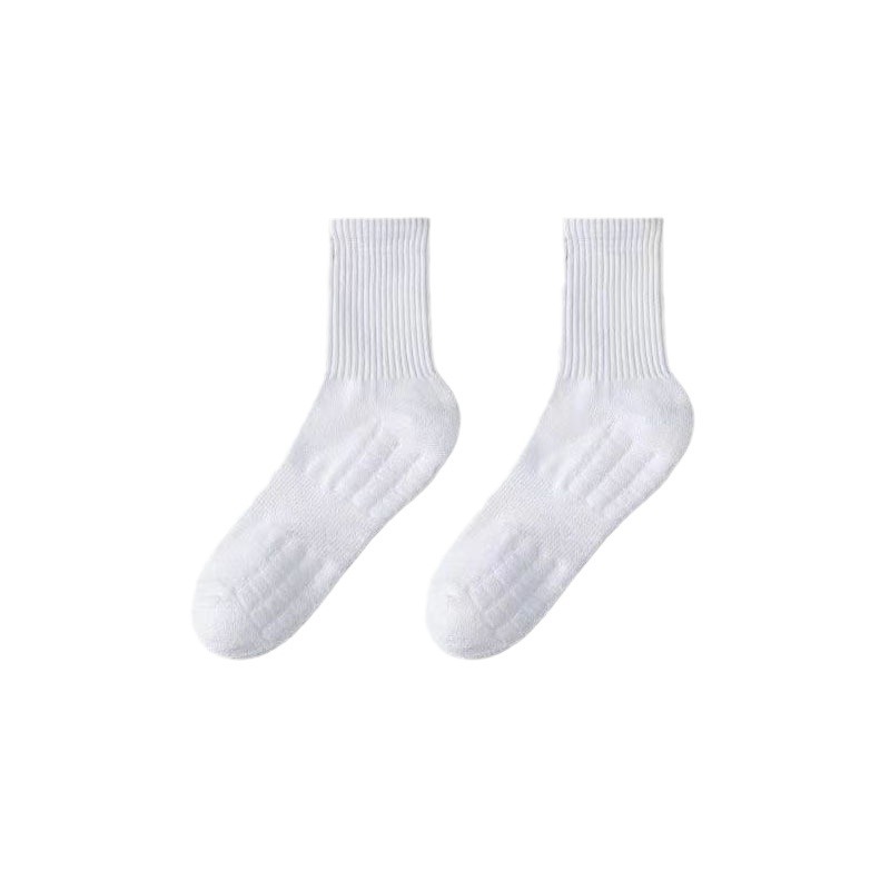 Zhuji Socks Men's Antibacterial and Deodorant Long Towel Bottom Mid-Tube White Stockings Thickeneded Sports Basketball Men's Socks