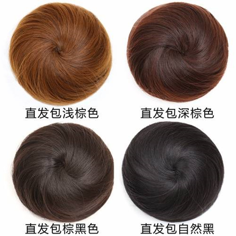 Manufacturer Wholesale Short Straight Hair Bun Wig for Women, Bun Hairstyle, High-Temperature Silk Lazy Hair Band, Fluffy Retro
