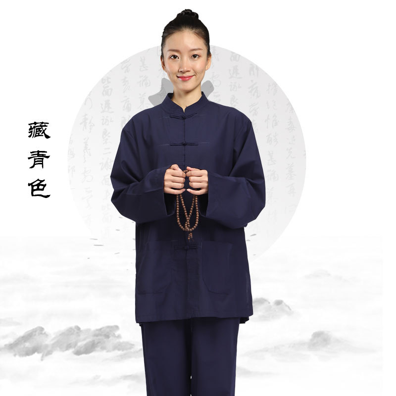 Dharma Club Buckle Husband Clothing Women's Mountain Monk Clothing Haiqing Zen Suit Spring Summer Autumn Brown Navy Blue