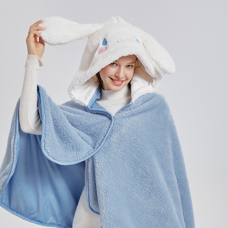 Cute Chong Series Hooded Nap Blanket Lunch Break Blanket Office Air-conditioning Blanket All-match Shawl Blanket Cute Plush Cloak