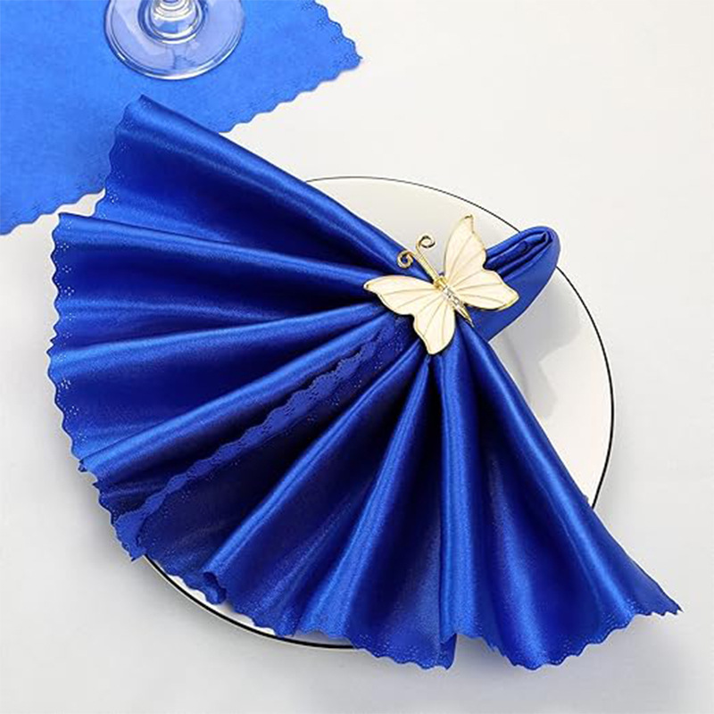 Amazon Hot Sale Sanding Napkin Cup Flower Hotel Mouth Cloth High Density Lock Edge Solid Color Napkin Wedding Style Placemat Tablecloth