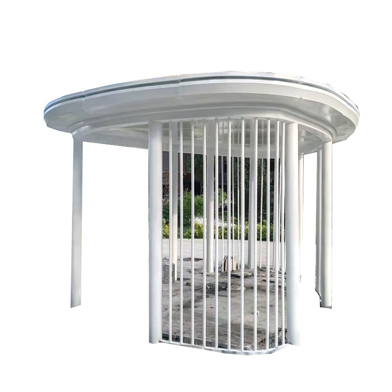 Weather-Resistant Steel Plate Pergola Sculpture Custom Stainless Steel Curved Retaining Wall Garden Steel Structure Pavilion Landscape Project