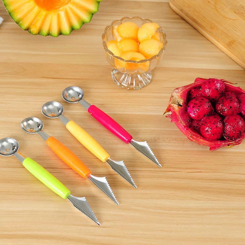 Double-headed ball digger stainless steel ball digger creative kitchen fruit platter multi-function tool corrugated carving knife
