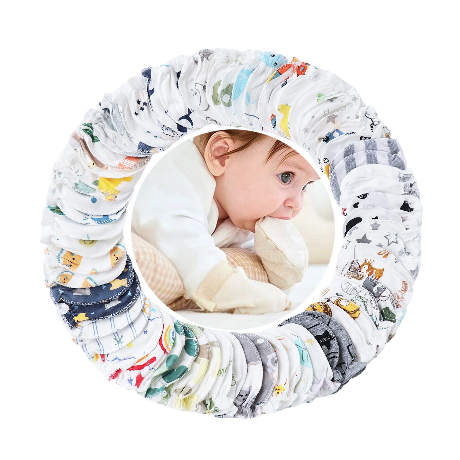 Baby Gloves to Prevent Scratching the Face, Breathable for Summer, Newborns Can Chew on Them, Thin Style, Baby Anti-Scratch Protective Gloves Set