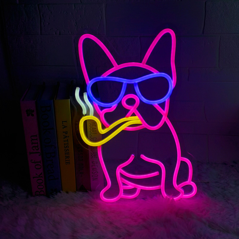 Светодиодный настенный светильник в стиле собаки, декор для магазина, ночной светильник