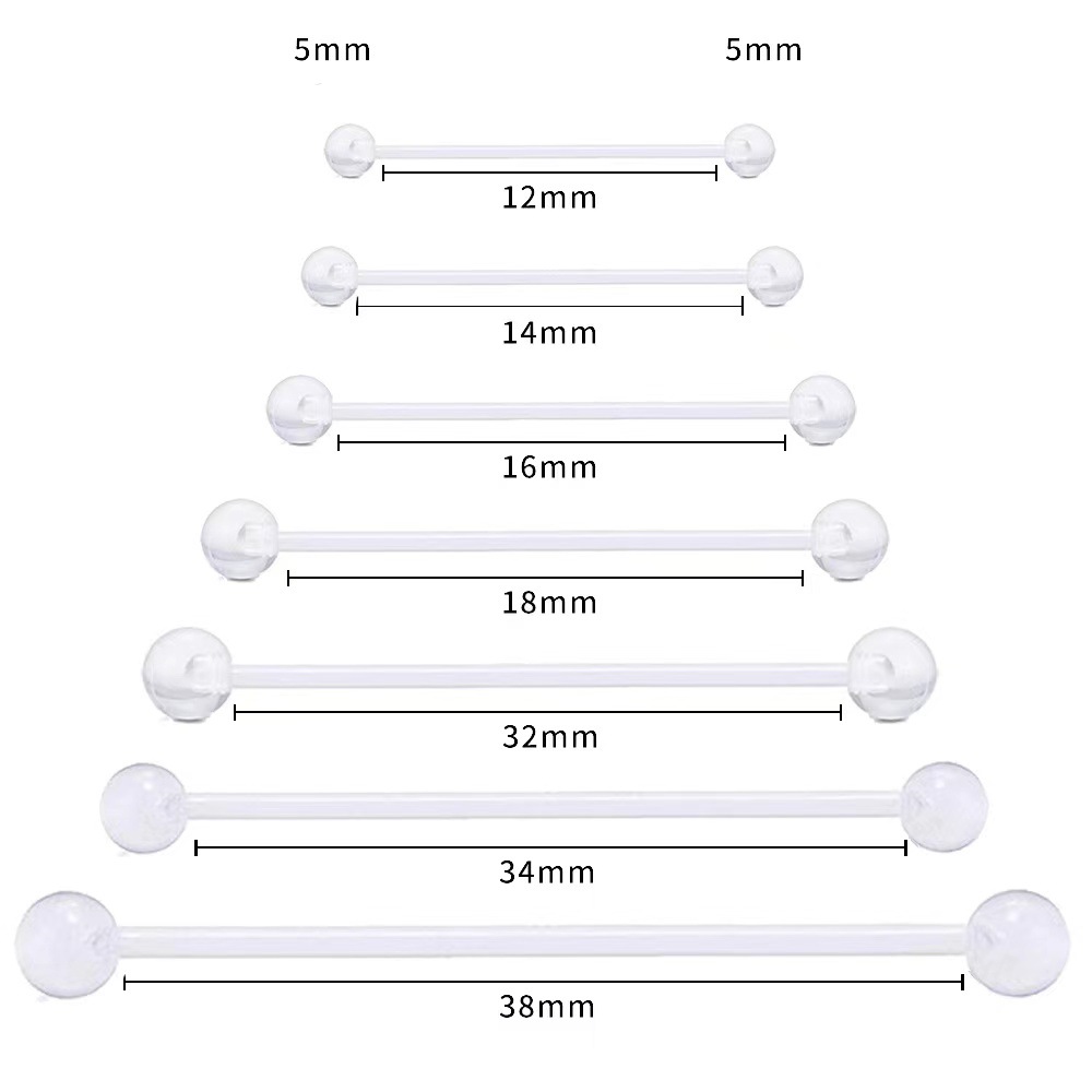 Transparent Tongue Nail Invisible European and American Acrylic Invisible Soft Rod Ball Nose Nail Eyebrow Nail Piercing Jewelry for Piercing Holes