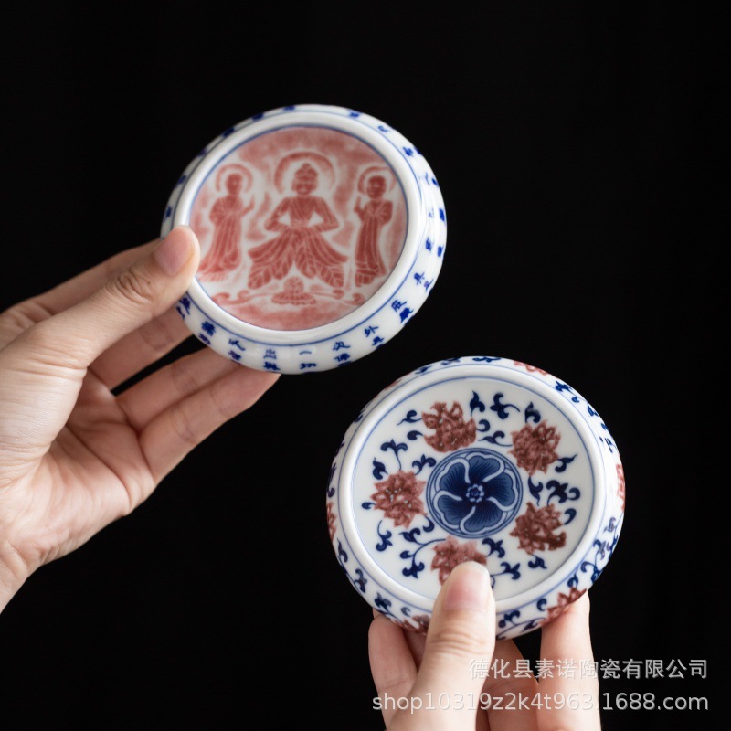 Jingdezhen Blue and White Porcelain Lid Set Lid High White Mud Coaster Pot Pot Pot Pot Pet Household Antique Tea Pet Ornaments Fine Porcelain
