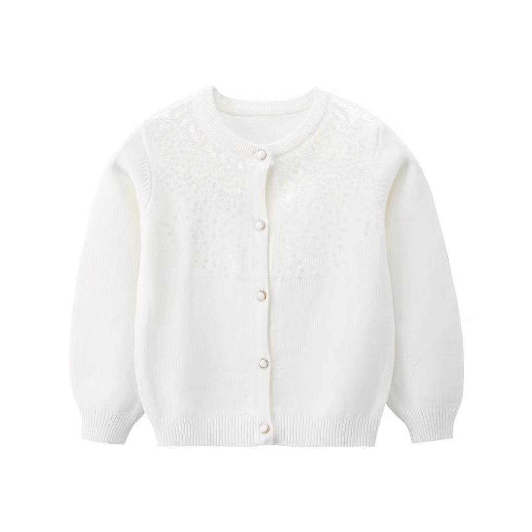 2024 Girls' Coat Spring and Autumn Children's Clothes 2-year-old 3-year-old Baby Cardigan Children's Clothing Sequin Children's Top