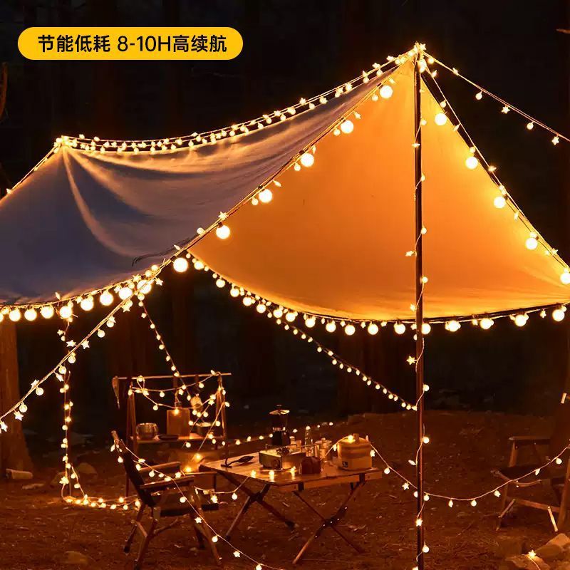 Colored String Lights for Stalls, Star Lights for Camping, Canopy Lighting, Ambient Lights, Outdoor Night Market Decorative Lights, Factory Cross-Border Wholesale