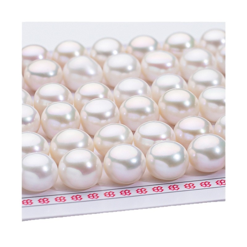 In-Stock Loose Beads Zhuji Natural Freshwater Pearl Bread Beads Half-Drilled Bun Beads Bare Beads Ring Earrings Jewelry Accessories