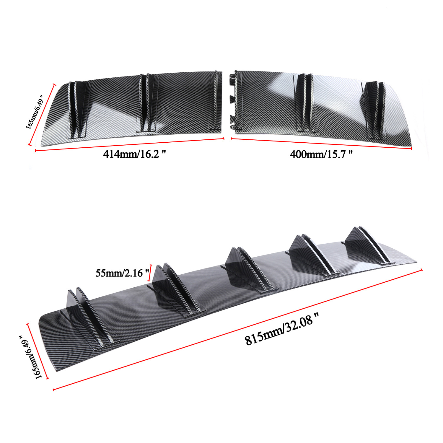 Автомобиль модифицированный сегментированный задний спойлер двухступенчатый диффузор плавник шасси задний спойлер разделенный дефлектор