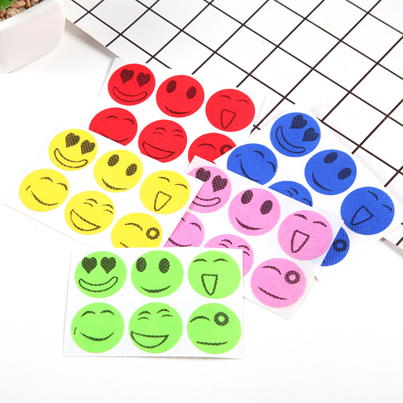In-Stock Smiley Face Plant Essential Oil Patch for Children Outdoor Protection Patch Baby Mosquito Patch Bite Patch Mosquito Patch Set of 6