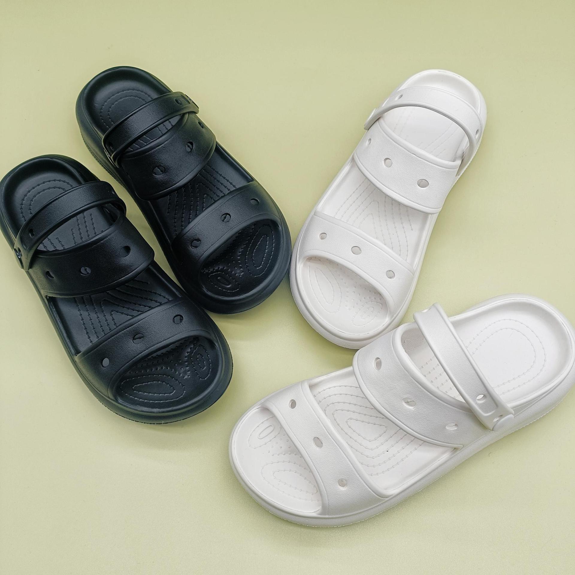 Новые модные сандалии с толстой подошвой для женщин, однотонные, с двойными ремешками