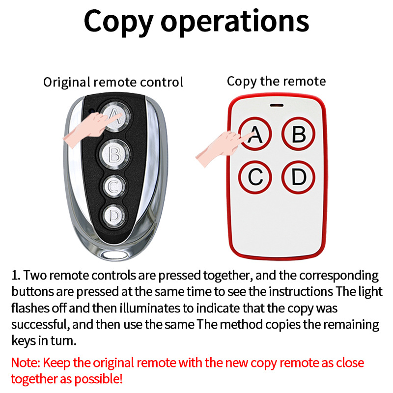 Fifth Generation New Cloning 433 Remote Control for Garage Rolling Shutter Doors, Non-Standard Code Duplication, Smart Alarm