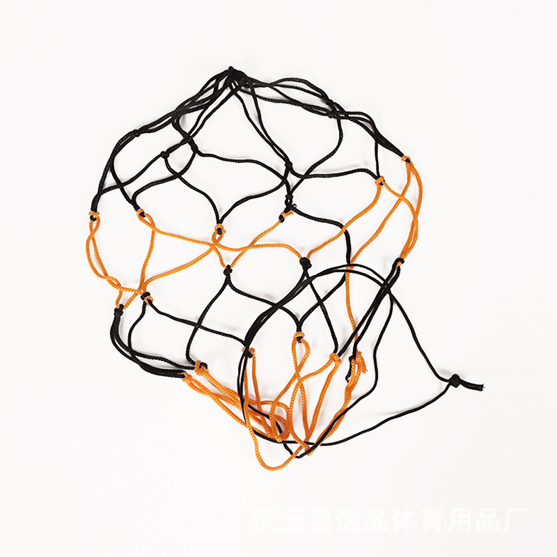 Wholesale ball net bag set elastic black and yellow nylon woven basketball Football net bag spare needle ball bag