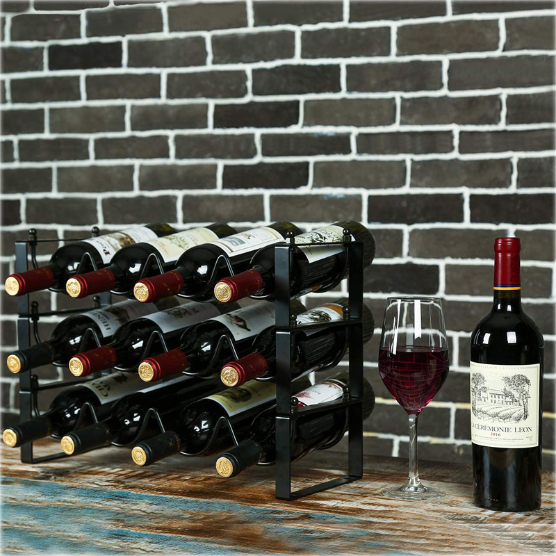 Wine storage rack wine bottle champagne storage and disassembly multi-layer Black Amazon Overseas warehouse furniture
