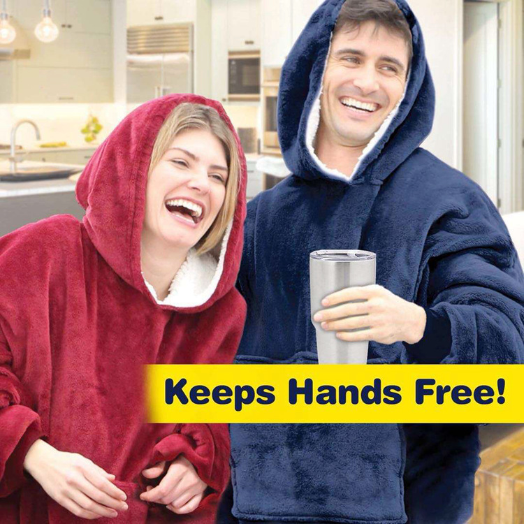 Explosions huggle hoodie Lazy Pullover Fleece Suit Hooded TV Blanket Outdoor Cold-proof Warm Nightgown
