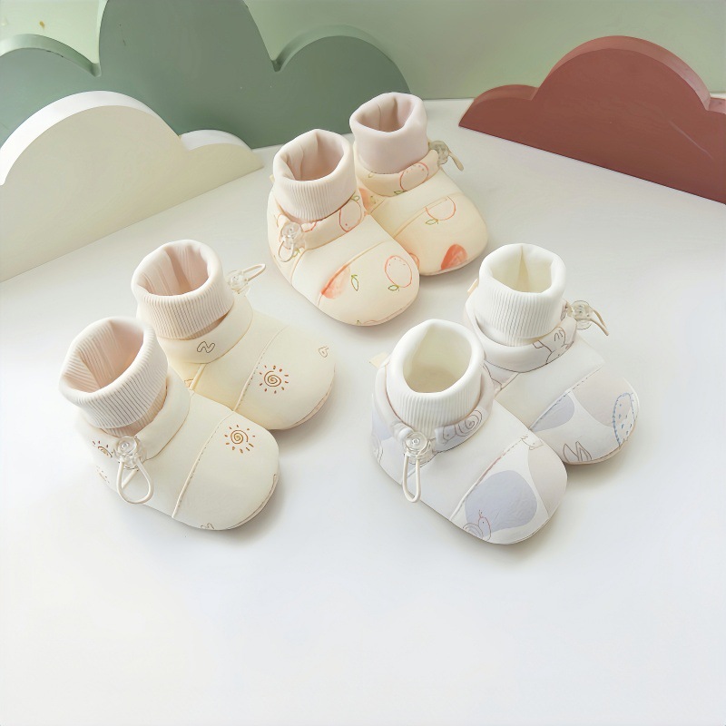 New Baby Shoes Spring & Fall Soft Sole Men's and Women's Baby Shoes and Socks Warm Shoes Non-Slip 3-6-12 Months Toddler Cross-Border