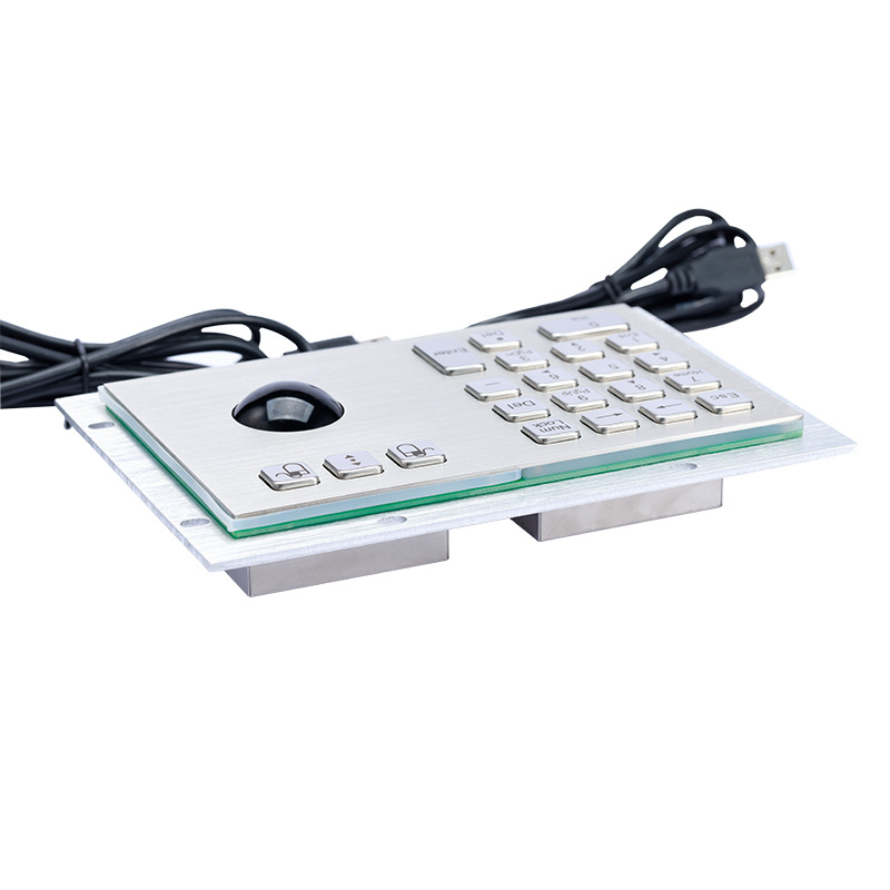 Dawo D-8305 Explosion-Proof Digital Keyboard with Trackball Mouse Stainless Steel Buttons Dustproof, Waterproof and Riot-Proof Equipment