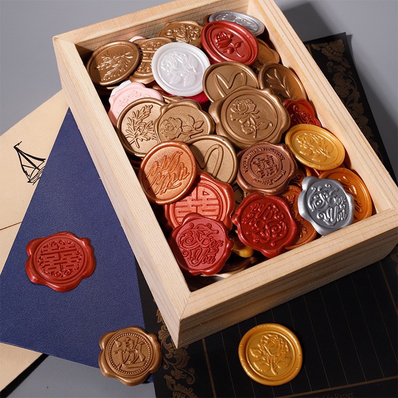 Wedding Wax Flakes Fire Paint Seal Seal Envelope Seal Fire Paint Wax Label Blessing Words Wedding Happy Words Fire Paint Wax Label