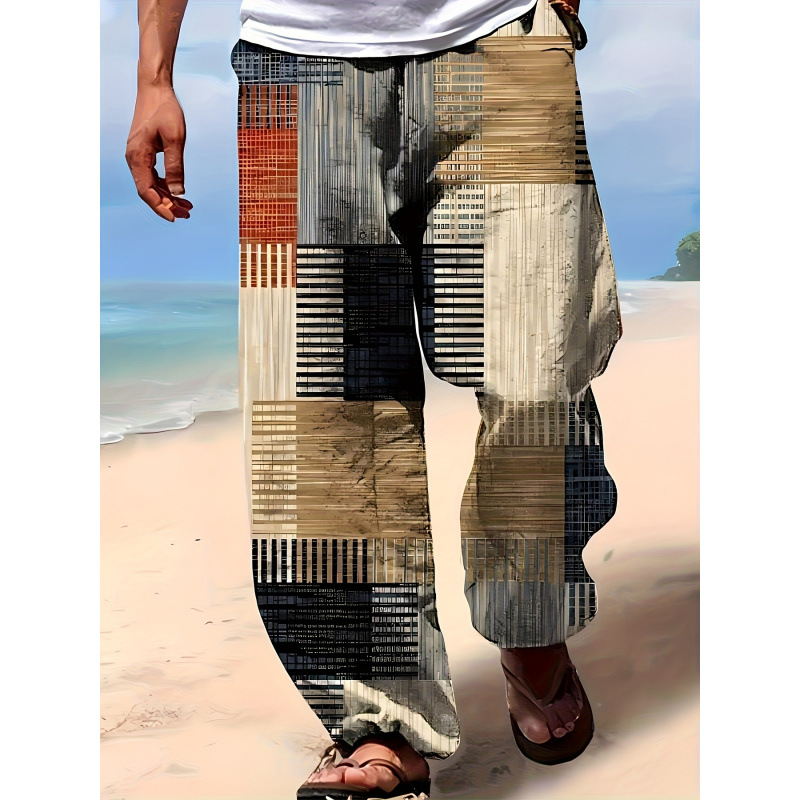 2026 New Cross-Border Dropshipping Men's 3D Color-Blocking Pattern Printed Casual Cross-Border