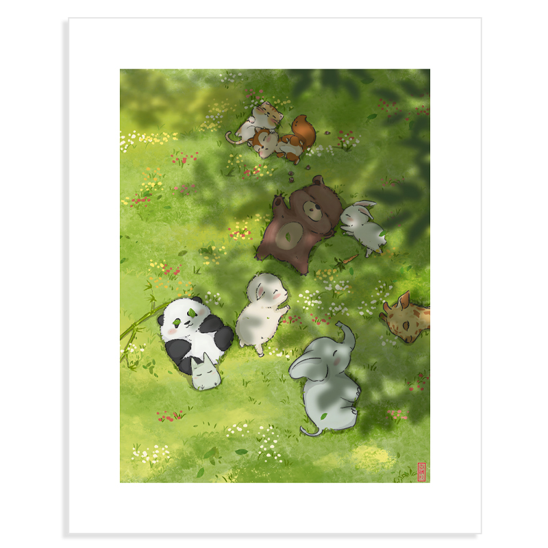 ♔ 【New Product Special Offer】Wang Shengli's "Resting under the Tree" Panda Animal Series Signed Edition Limited Edition