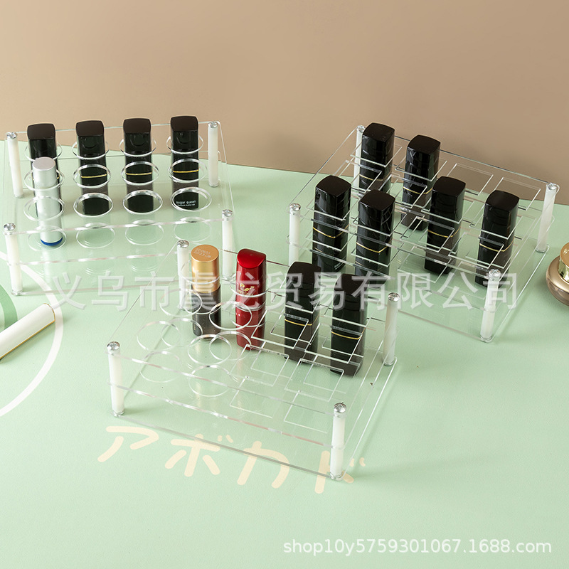 Acrylic Display Rack Lipstick Storage Display Rack Cosmetic Shelf Transparent Cosmetic Finishing Desktop Lipstick Shelf