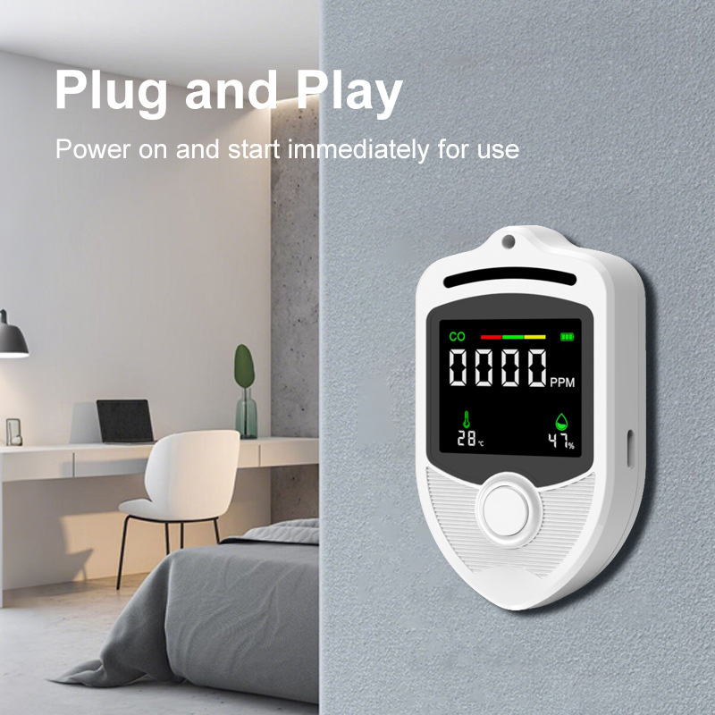 Portable Carbon Monoxide Detector Temperature and Humidity Three-In-One Outdoor Camping Style Co Monitor Travel Environment Detector
