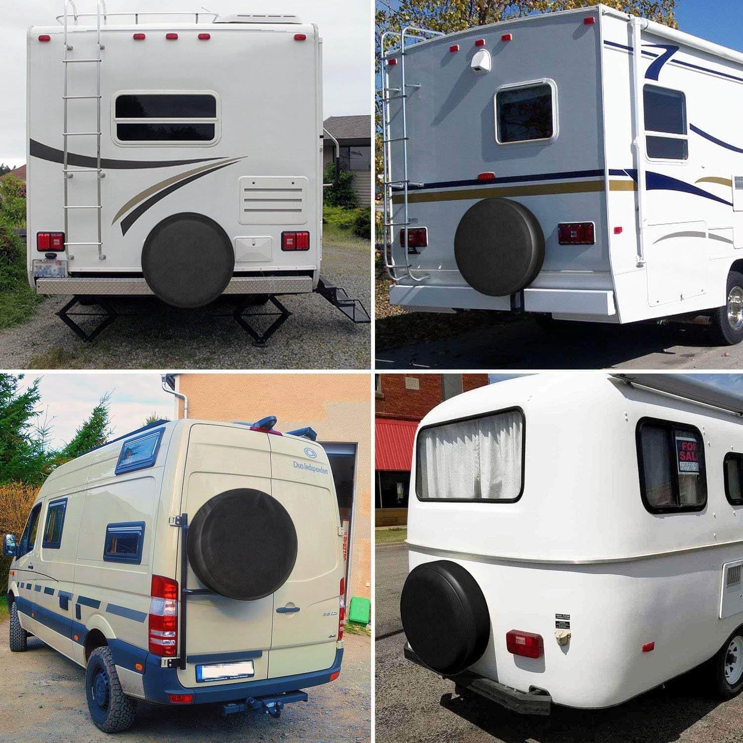 Factory Car Spare Tire Cover Pvc Leather Suv Truck Off-Road Vehicle Rv External Tire Cover Pure Black Wheel Cover