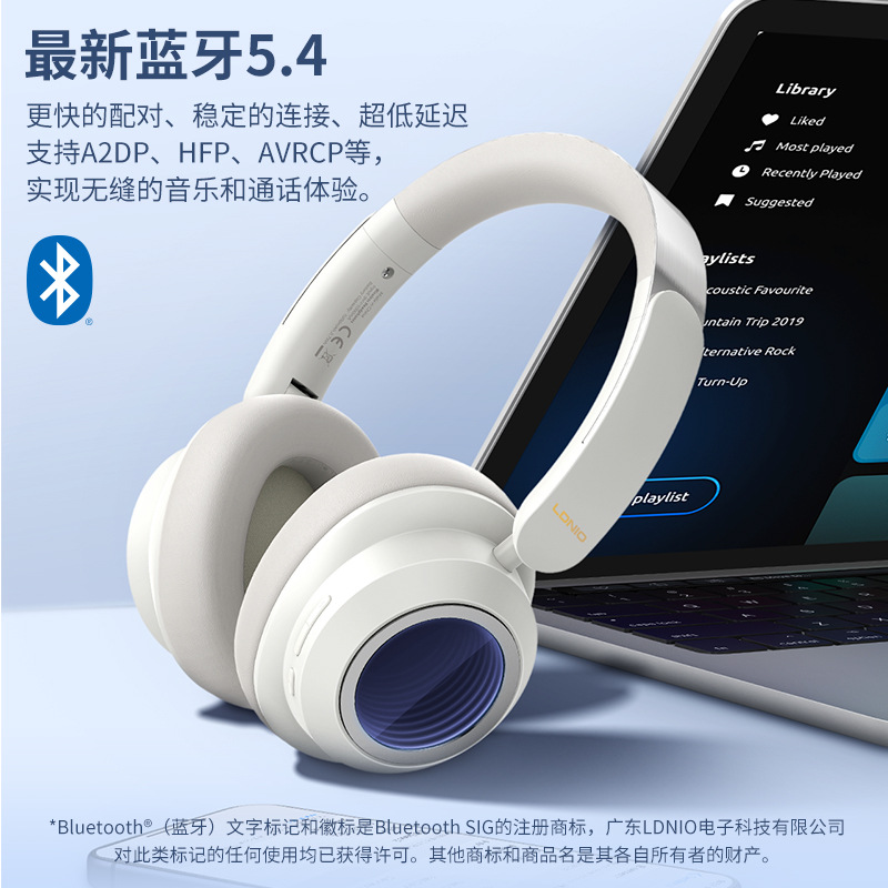 Ldnio's New Wireless Head-Mounted Bluetooth Headset Stereo Surround Sound Anc Active Noise Reduction Ultra-Long Battery Life Headset