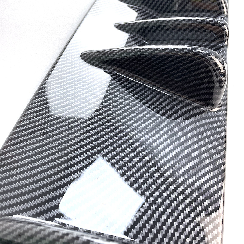 Shark Fin Rear Bumper Universal Spoiler Car Modification Rear Bumper Chassis Deflector Black Rear Lip Glossy Black Carbon Fiber